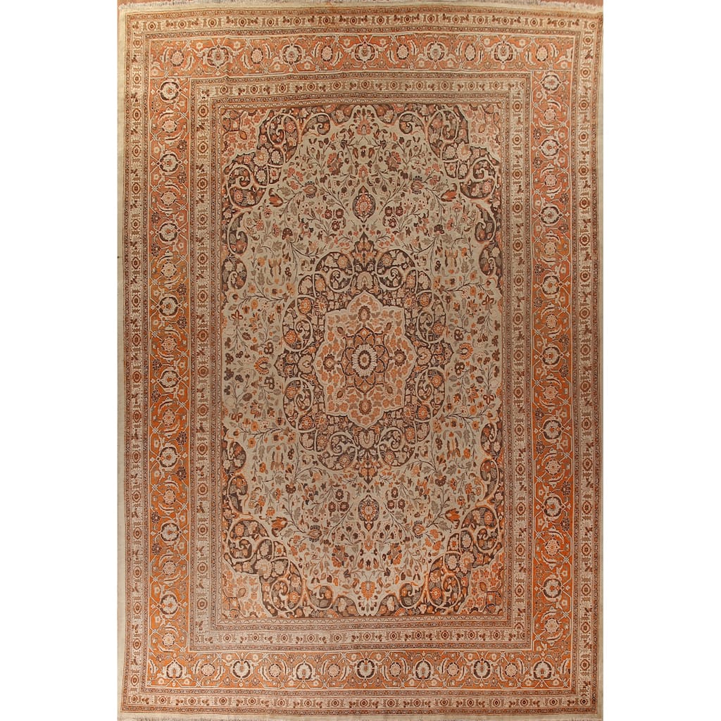 Antique Tabriz Haj Jalili Persian Rug Handmade Floral Wool Carpet - 13'5" x 18'9"