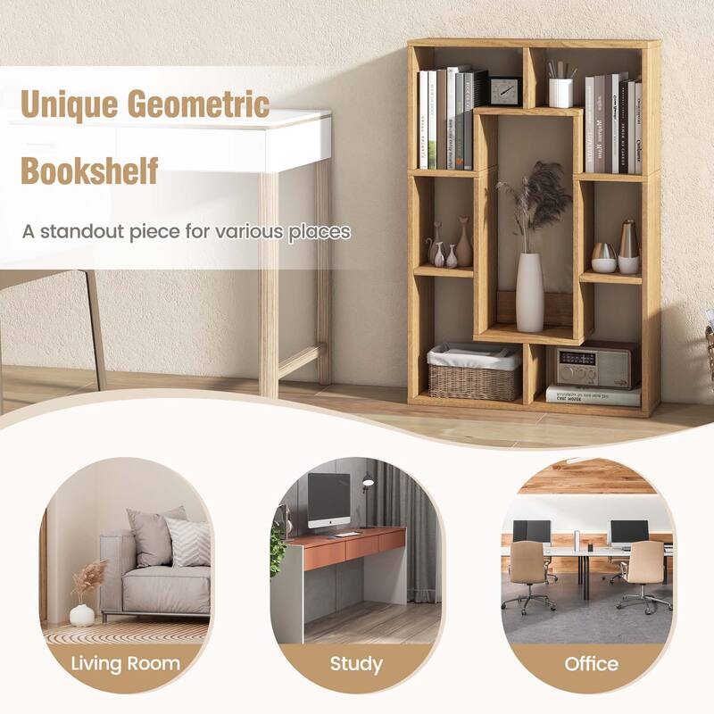 Costway 7-Cube Geometric Bookshelf with Anti-Toppling Device Modern - See Details
