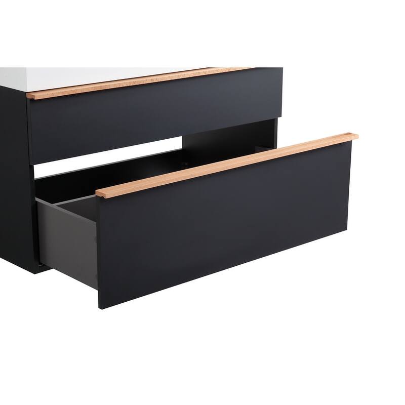 24 Inch Floating Modern Bathroom Vanity with Integrated Acrylic Sink, 2 Soft-Close Drawers and Pre-Assembled Design