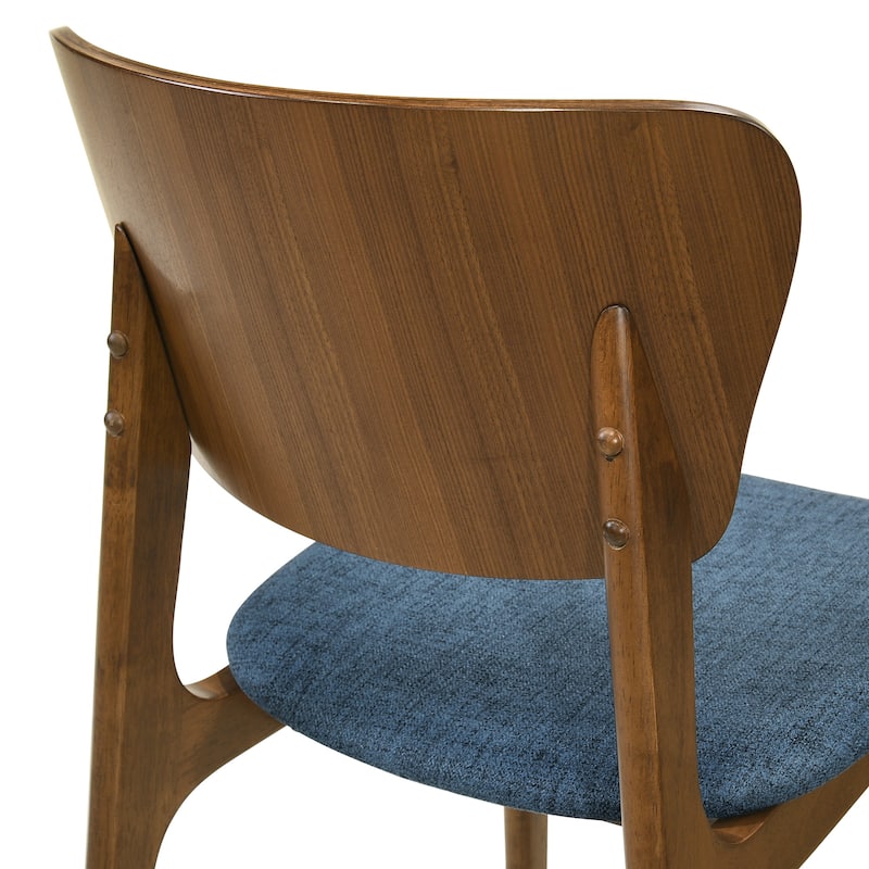Kalia Mid-Century Modern Upholstered Wood Dining Chairs - Set of 2