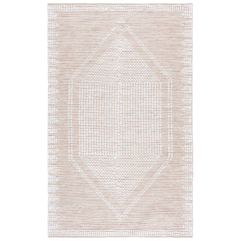 SAFAVIEH Handmade Montauk Bryngerdur Casual Cotton Rug - 6' Square - Beige/Ivory