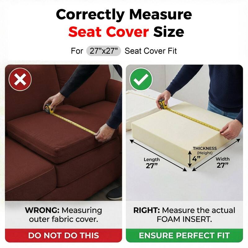 FINCATI 27" × 27" Sectional Cushion Slipcover, Outdoor Cushion Replacement Cover, Patio Seat Cover 27 Inches (COVER ONLY!)