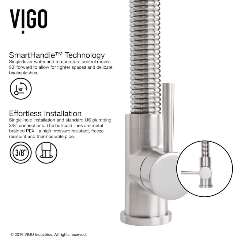 VIGO Edison 19" H Single Handle Pull-Down Sprayer Kitchen Faucet