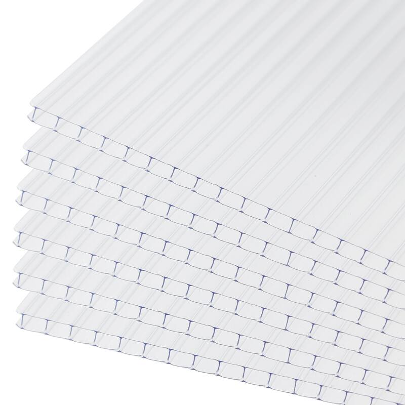 Aoodor 6-Pack Polycarbonate Panels, UV-Protected Waterproof Clear Sheets, Twin-Wall Design for Greenhouses and Gazebos