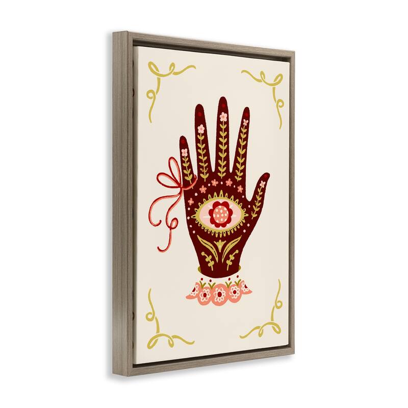 Stupell Boho Folk Style Hand Framed Floater Canvas Wall Art Design By Hannah Moren