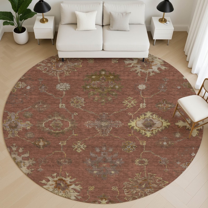 Premium Washable Super Soft Classic Traditional Mayfield Rug - Paprika - 8' x 8'