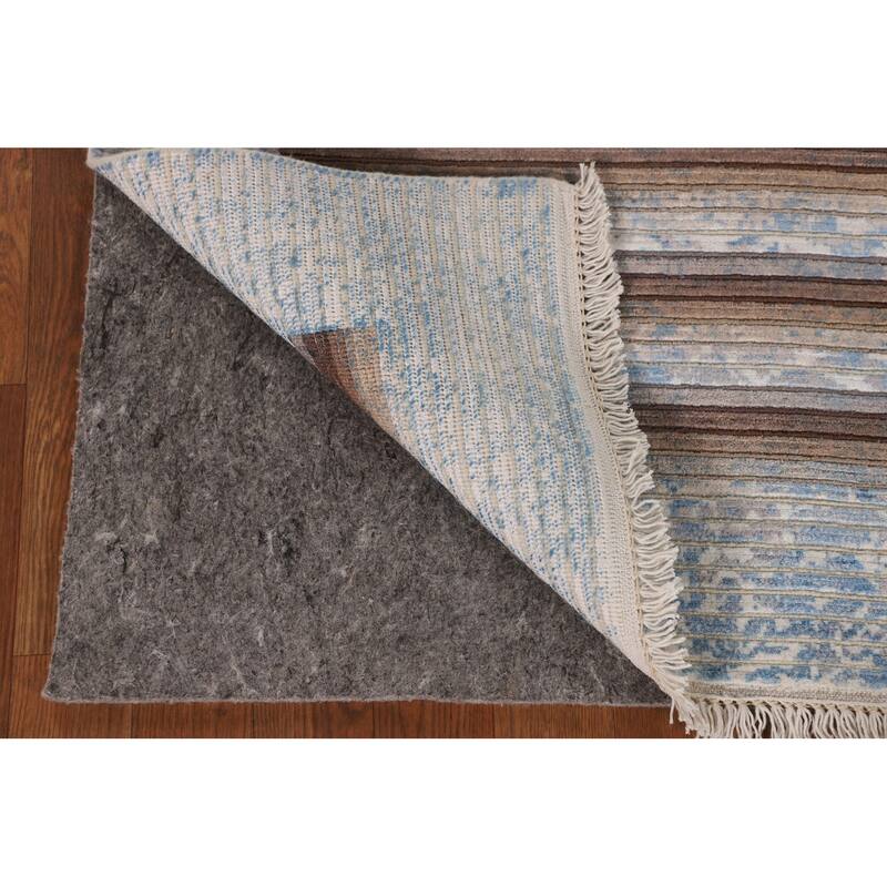 Multi-Color Striped Abstract Modern Accent Rug Handmade Wool Carpet - 2'8"x 4'10"