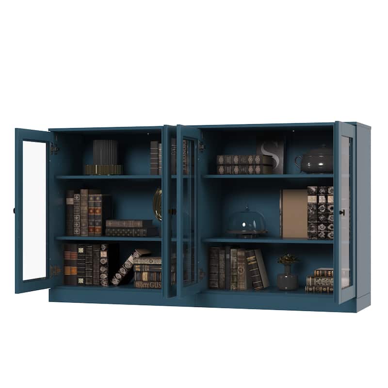 100% Solid Wood Sideboard with Glass or Solid Wood Doors by Palace Imports - 64" x 35.75"