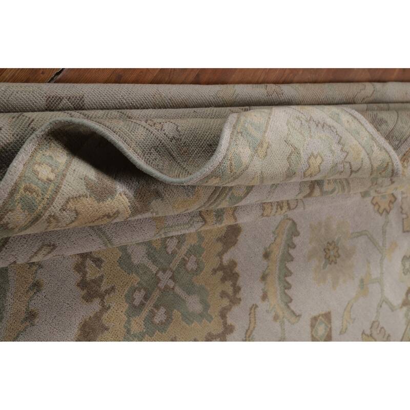 All-Over Floral Oushak Oriental Area Rug Hand-Knotted Wool Carpet - 9'1"x 12'1"