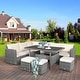 preview thumbnail 48 of 66, Costway 7 PCS Patio Rattan Dining Set Sectional Sofa Couch Ottoman - See Details