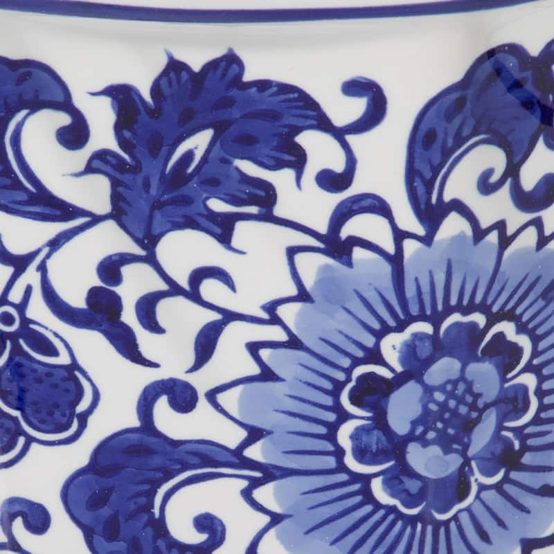 Stoneware Planters Scalloped Edge and Floral Relief Detail (Set of 2)