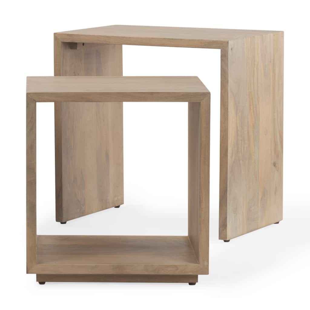 Alanna Square Light Brown Solid Wood Nesting Accent Tables - 26"L x 19"W x 26.5"H