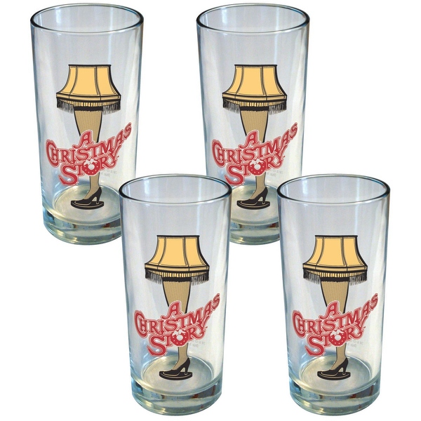 ICUP a Christmas Story Leg Lamp Cooler Glass 4 Pack Clear