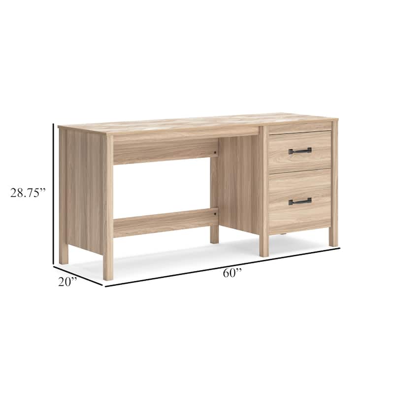 Bette Home Office Desk, 60 Inch Rectangular Brown Top w Side Cabinet