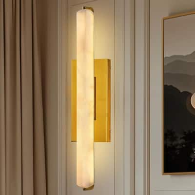KAYLA Alabaster Wall Sconce, 19" Natural Marble Wall Sconce