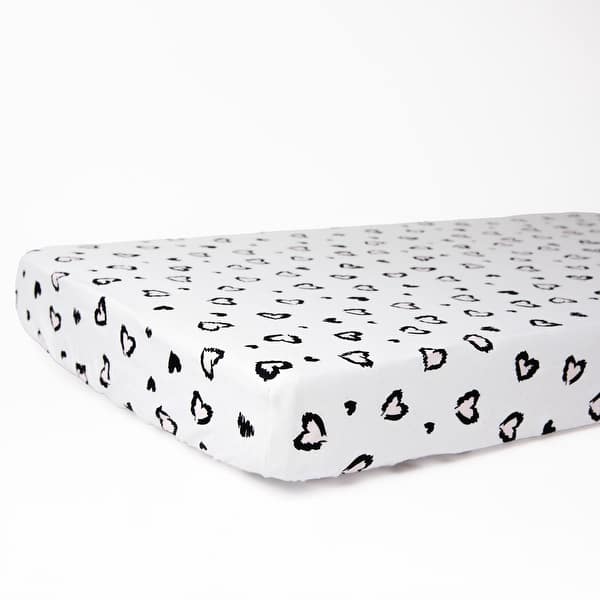 slide 2 of 8, Rizzy Home Leopard Hearts Cotton Fitted Cribsheet - 28" X 52"