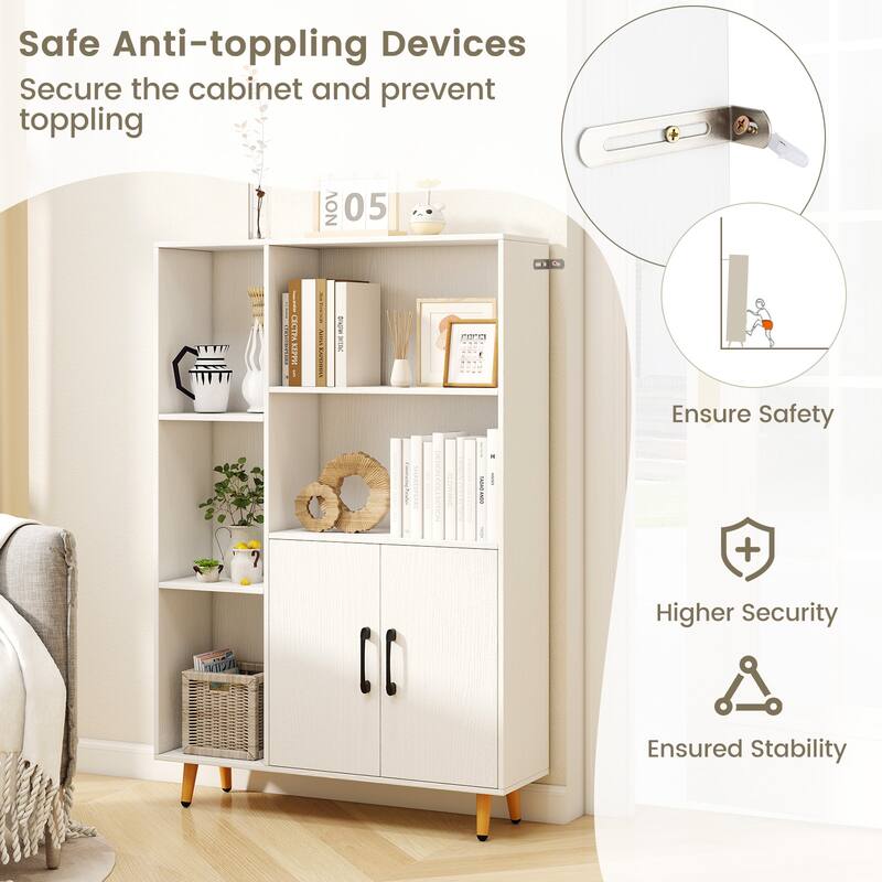 Free Standing Pantry Cabinet with 5 Shelves and 2 Door Storage - 31.5" x 9.5" x 47" (L x W x H)