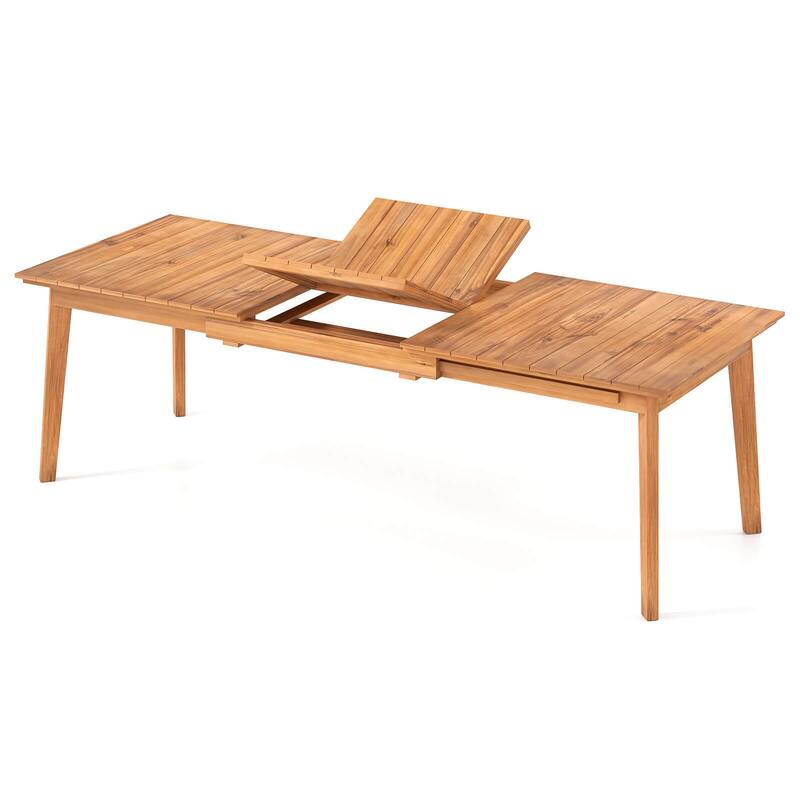 Costway 71"-94" Rectangular Teak Wood Table Patio Extendable Dining - See Details