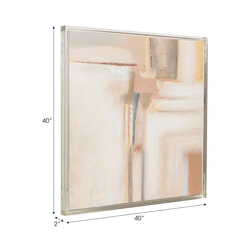 Canvas Wall Art Wood Frame Abstract Textured Design - 40" Multi