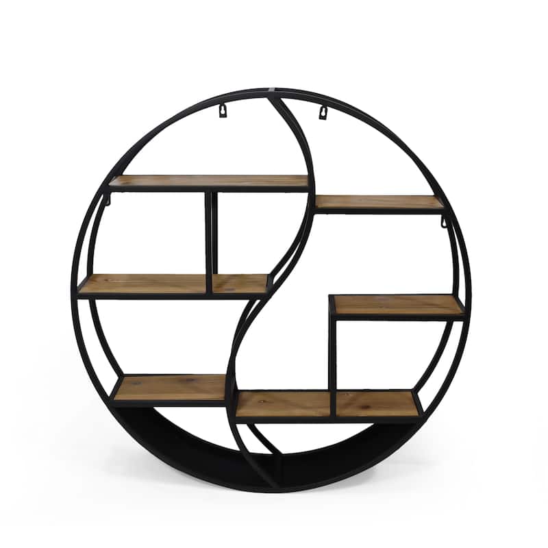 Buckthorn Industrial Circular Hanging Wall Shelf by Christopher Knight Home - 34.25" H x 34.25" W x 6.50" D