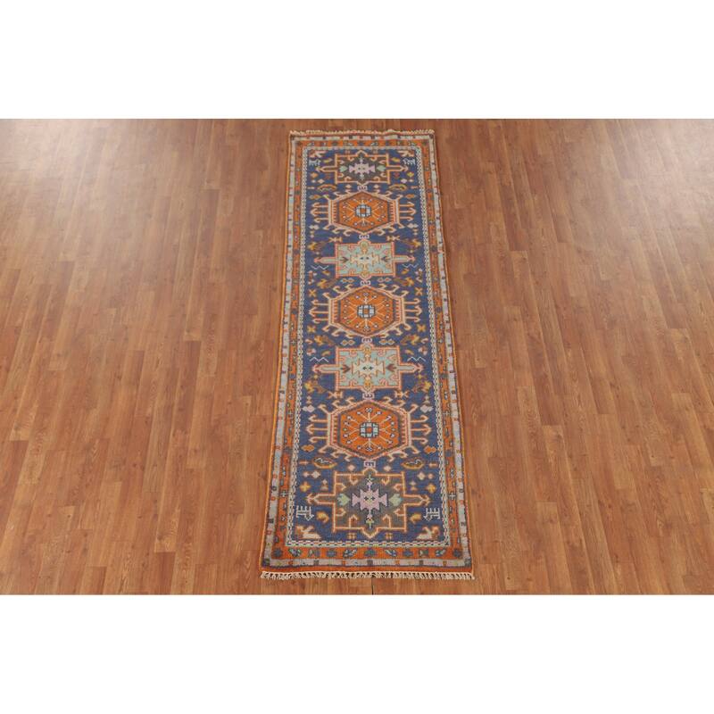 Blue Heriz Serapi Oriental Runner Rug Handmade Wool Carpet - 2'8" x 8'3"