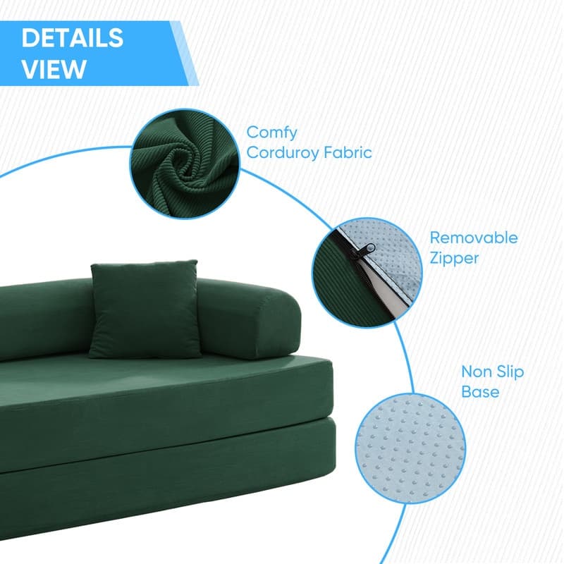 Mixoy Convertible Pull Out Sleeper Sofa Bed with Movable armrest,Folding Mattress Couch,Removable Washable Floor Sofa Bed