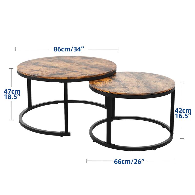 Moasis Modern Round Sofa Nesting Coffee Table Set of 2 for Living Room