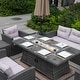 preview thumbnail 4 of 16, 7-Piece Patio Wicker Sofa Set with Aluminum Firepit Dining Table