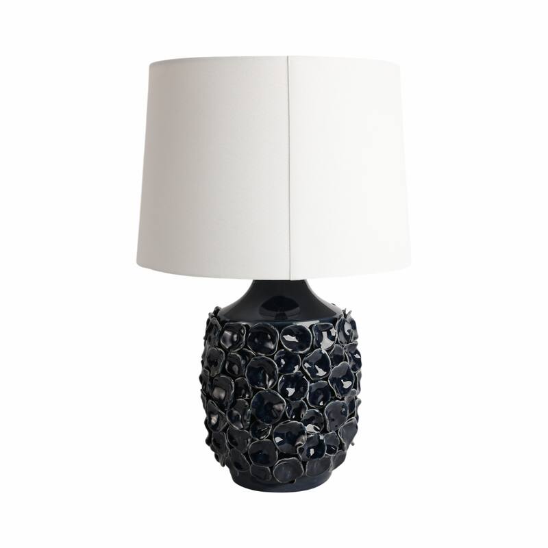 Decorative Textured Ceramic Table Lamp - 25", White & Blue - 25.0"