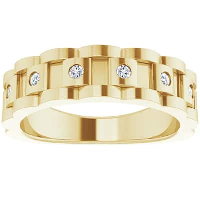 1/4 Ct Mens Diamond Wedding Ring Yellow Gold Chain Link Band