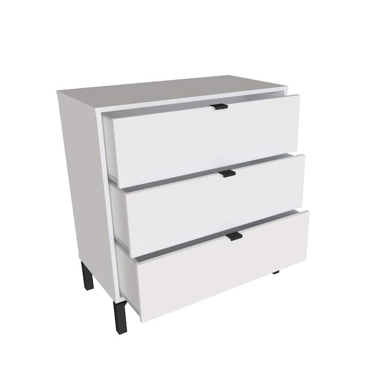 HomeRoots 30" White Three Drawer Dresser