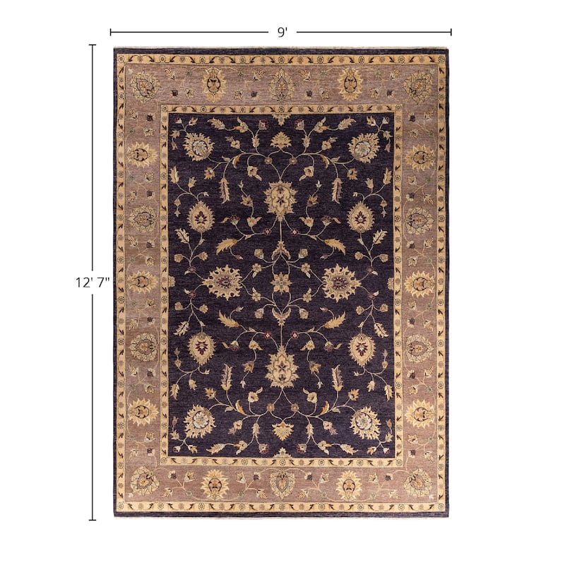 Oushak One-of-a-Kind Hand-Knotted Area Rug - Navy, 9' 0" x 12' 7" - 9' 0" x 12' 7"