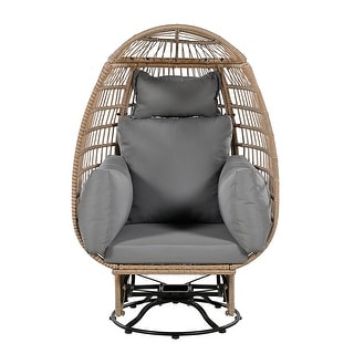 Rattan Egg Patio Swivel Chair with Cushions and Rocking Function