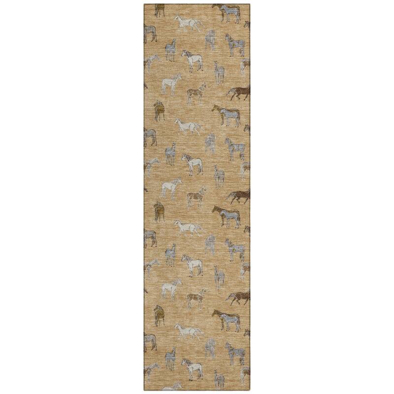 Machine Washable Indoor/ Outdoor Horses Chantille Rug