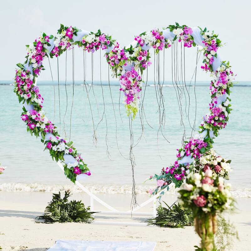 7.2ft Heavy Duty White Heart Shape Wedding Arch Backdrop Stand Metal