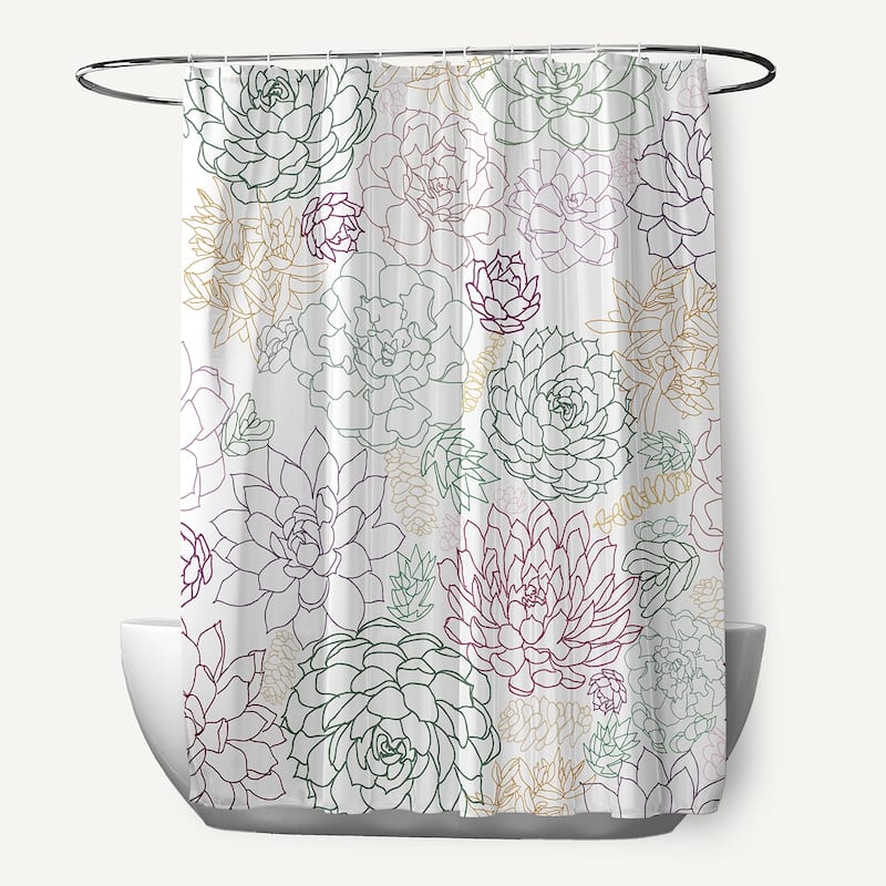 Opal Floral Print Shower Curtain - Purple