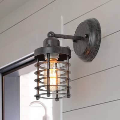 Industrial 1-Light Cage Metal Wall Sconces Lighting for Bedroom