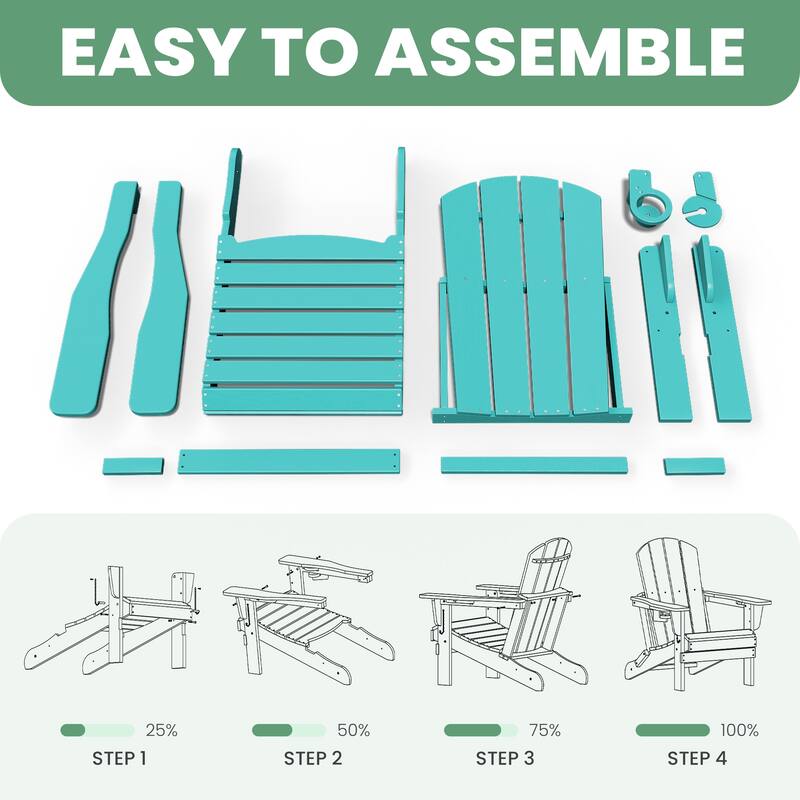 Foldable HDPE Adirondack Chair with Dual Cup Holders