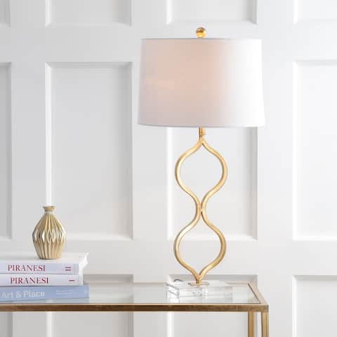 Iva 31.5" Metal/Crystal LED Table Lamp, Gold Leaf by JONATHAN Y