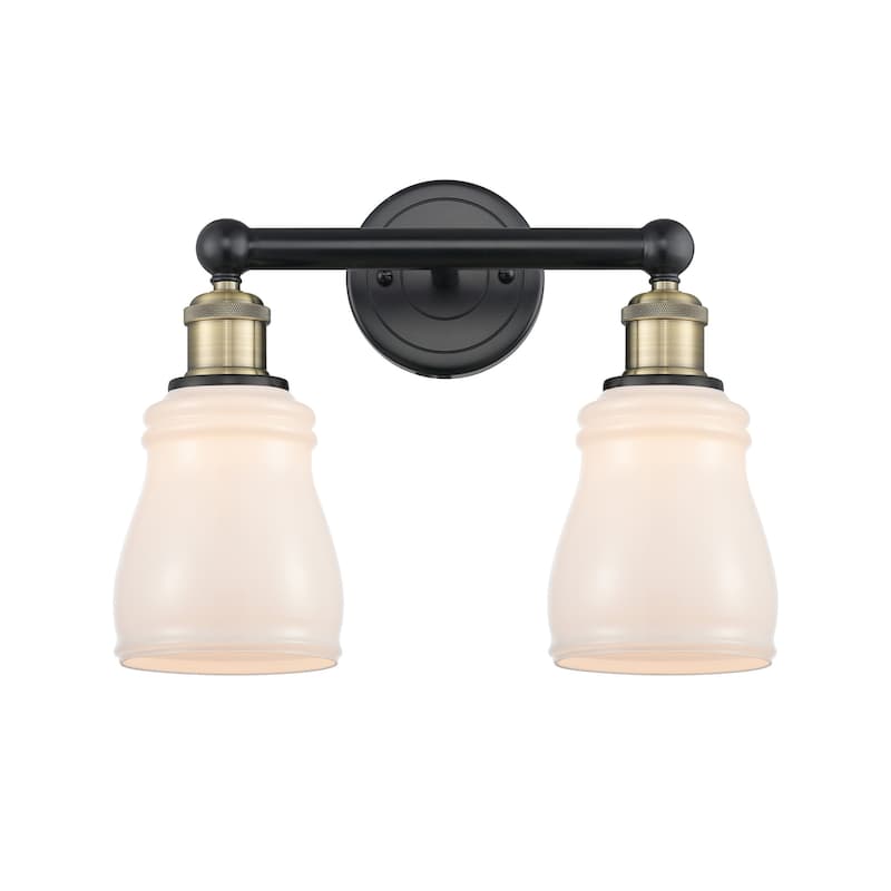Innovations Lighting 616-2W-12-14 Ellery Vanity Ellery 2 Light 14" - Black Antique Brass / White