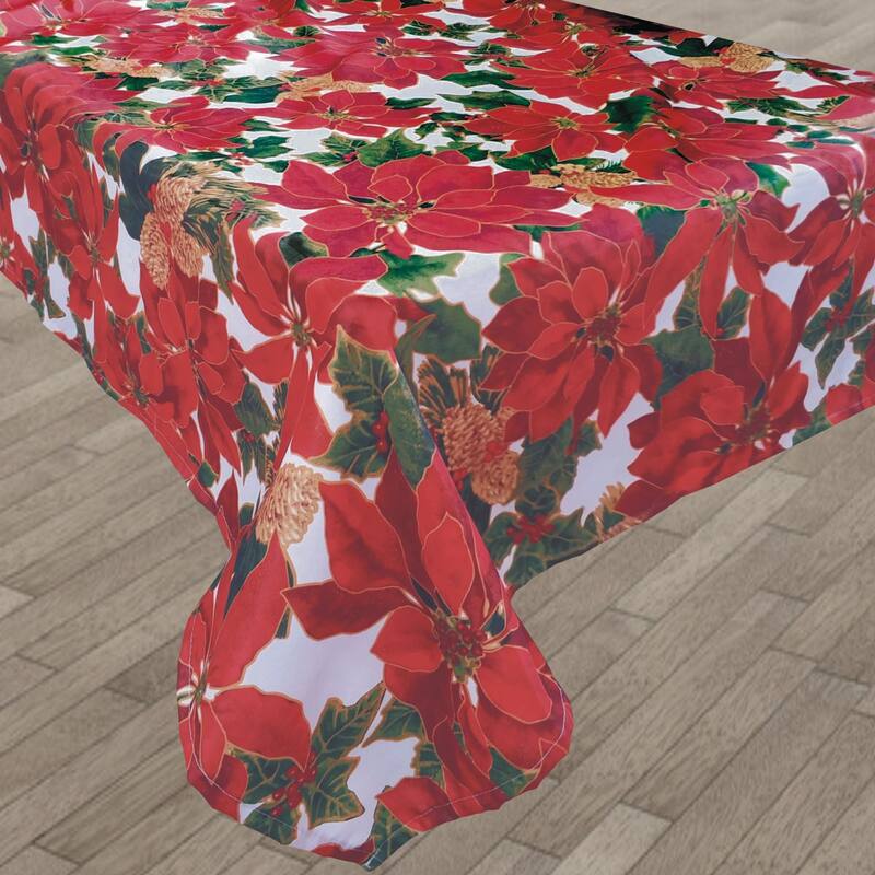 Violet Linen European Seasonal Botanical Christmas Decorative Printed Pattern Tablecloth