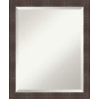 Beveled Wood Wall Mirror - Whiskey Brown Rustic Frame