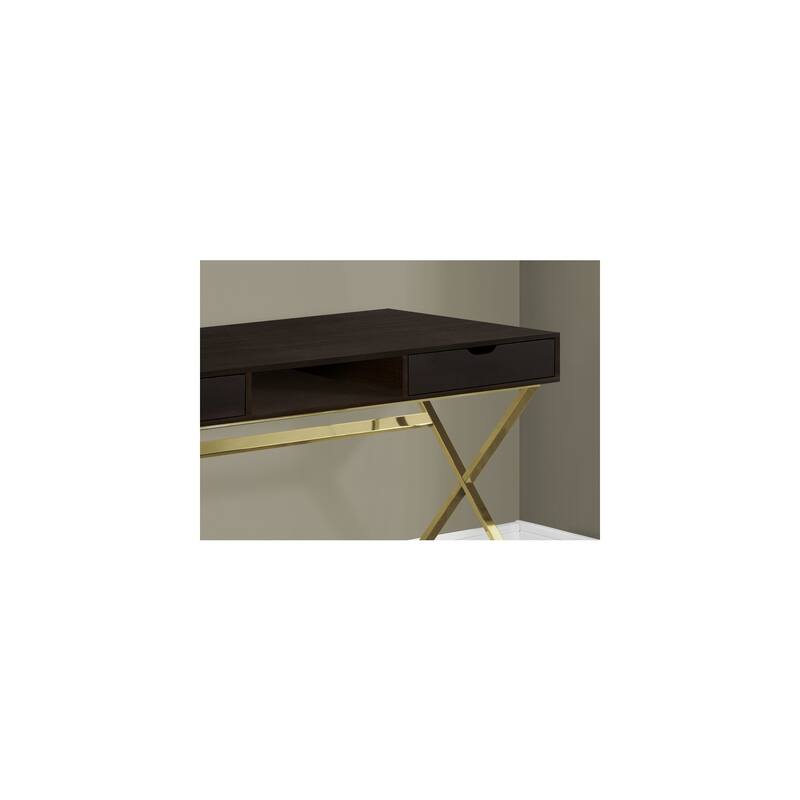 Modern Computer Desk with Storage - Dark Brown Espresso Finish, Rectangular Writing Table, 47" L