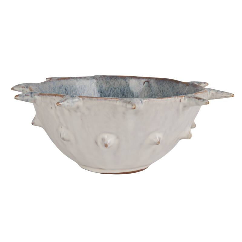 Stoneware Urchin Bowl with Spikes in Reactive Glaze - 8.88"L x 8.88"W x 3.38"H