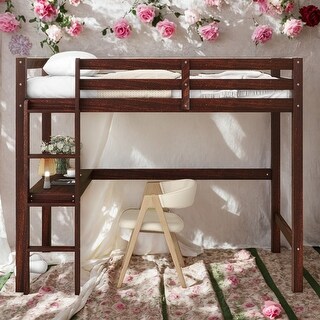 Modern Twin Size Loft Bed with Built-in Desk and Safety and Quality Guaranteed for Bedroom
