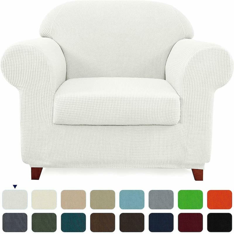 Subrtex 2 Piece Armchair Slipcover Stretch Spandex Furniture Protector - Off White