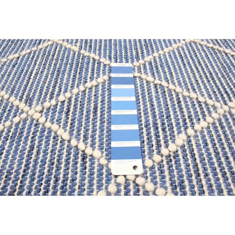 ECARPETGALLERY Braid weave Sienna Blue Wool Rug - 5'0 x 7'11