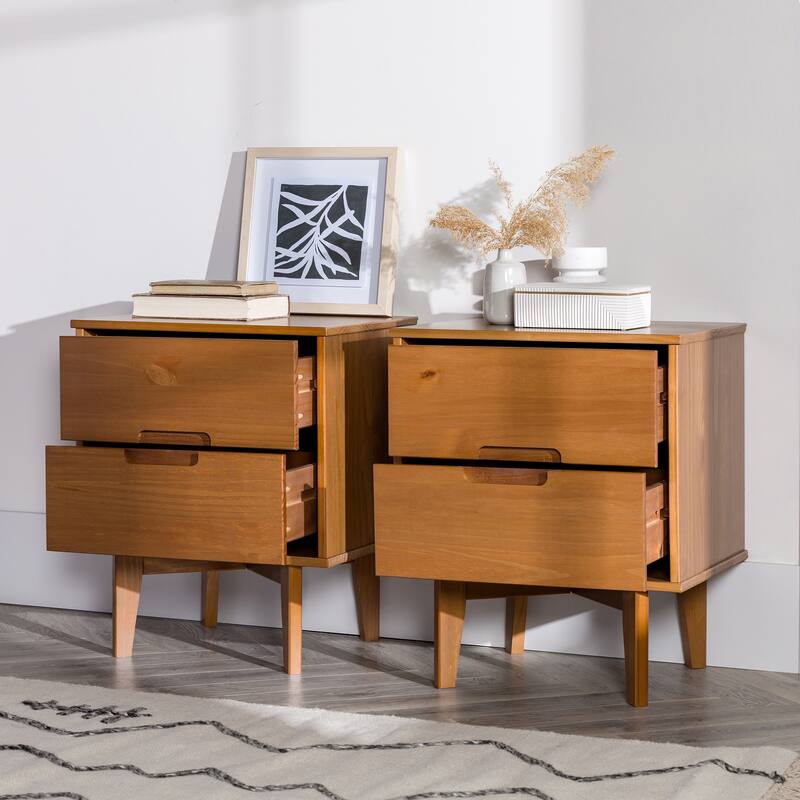 Middlebrook Mid-Century Solid Wood 2-Drawer Nightstand, Set of 2