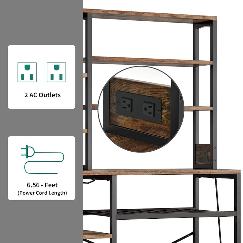 Moasis 40" Kitchen Microwave Stand Bakers Rack, Coffee Bar Station Wine Storage Utility Shelves