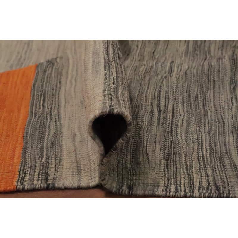 Hand Woven Oriental 100% Wool Carpet Southwestern Tribal Greys & Charcoal Kilim Area Rug - 7' 8'' X 5' 0''